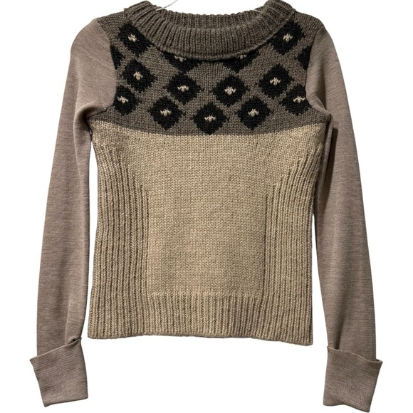 Tory Burch Sweaters - Tory Burch Intarsia Mixed Knit Sweater Beige Alpaca Wool Blend Size XS - $420
